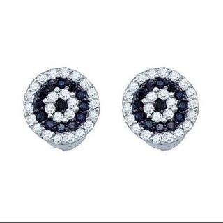 10K White Gold 0.26ct Elegant Pave Black Diamond Round Fashion Post Earring