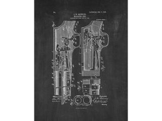 Stevens 520 Pump Action Shotgun Patent Art Chalkboard
