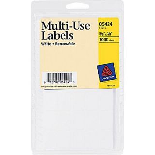 Avery  05424 White Printable Removable Self Adhesive MultiUse ID Label, 5/8(W) x 7/8(L), 1000/Pack