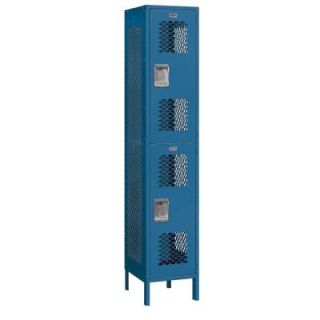 Salsbury Industries 82000 Series 15 in. W x 78 in. H x 18 in. D 2 Tier Extra Wide Vented Metal Locker Unassembled in Blue 82168BL U