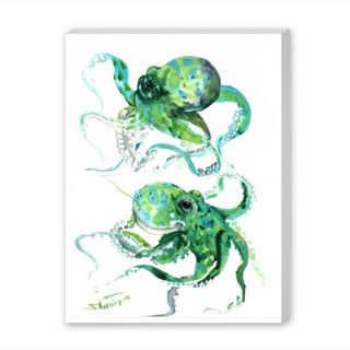 Green Octopus Painting Print on Gallery Wrapped Canvas by Americanflat