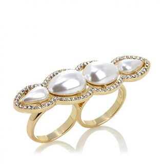 Roberto by RFM Simulated Pearl and Crystal 2 Finger Ring   7865316