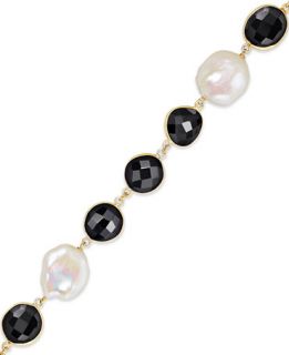 Cultured Freshwater Pearl (11 1/2mm 15 1/2mm) and Onyx (10 14mm