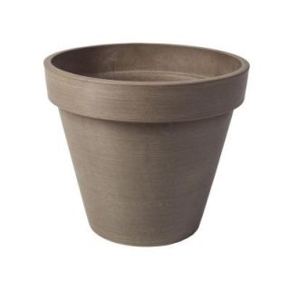 Algreen Valencia 14 in. Round Textured Taupe Polystone Band Planter 18835