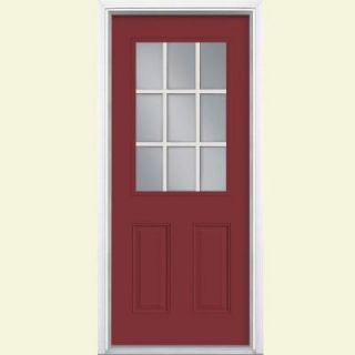 Masonite 36 in. x 80 in. 9 Lite Painted Steel Prehung Front Door with Brickmold 23676