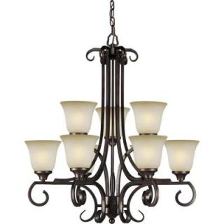 Talista 9 Light Antique Bronze Chandelier with Umber Mist Glass Shade CLI FRT2302 09 32