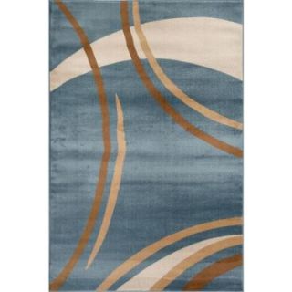World Rug Gallery Contemporary Modern Wavy Circles Blue 7 ft. 10 in. x 10 ft. 2 in. Indoor Area Rug 107 Blue 8'X10'