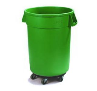 Carlisle 34114409 44 gal Round Waste Container with Dolly   Handles, Polyethylene, Green