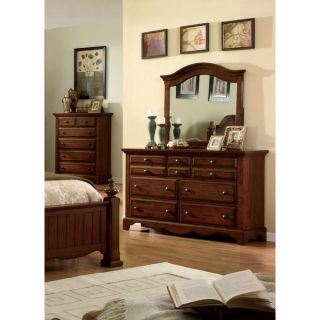 Furniture of America Springbay Light Walnut 2 Piece Dresser and Mirror
