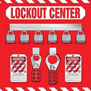 Accuform Signs Lockout Store Board With Kit and 6 Padlock, Red/White