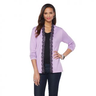 Jamie Gries Collection Open Cardigan with Lace Trim   7896874