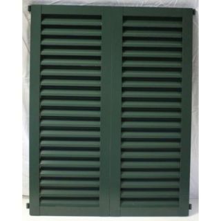 POMA 52 in. x 51.75 in. Green  Colonial Louvered Hurricane Shutters Pair 8002 cdg 005