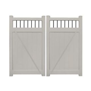 Weatherables Bradford 7.4 ft. W x 6 ft. H Tan Vinyl Privacy Double Fence Gate GTPR CTRND 6X44.5 2