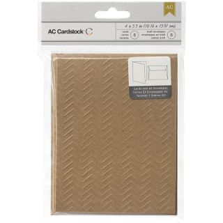 American Crafts A2 Cards & Envelopes (4.375X5.75) 8/Pkg Kraft