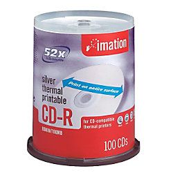 Imation CD Recordable Media CD R 52x 700 MB 100 Pack Spindle