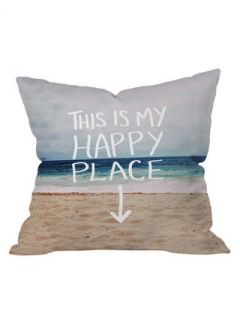 Leah Flores Happy Place X Beach Outdoor Throw Pillow by DENY Designs