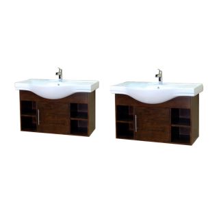 Bellaterra Home Medium Walnut Integral Double Sink Birch Bathroom Vanity with Vitreous China Top (Common: 81 in x 20 in; Actual: 81 in x 20.1 in)
