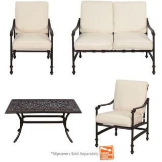 Hampton Bay Niles Park 4 Piece Patio Deep Seating Set with Cushion Insert (Slipcovers Sold Separately) NS4 AHH01520 1