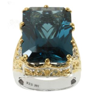Michael Valitutti Two tone London Blue Topaz and White Sapphire Ring