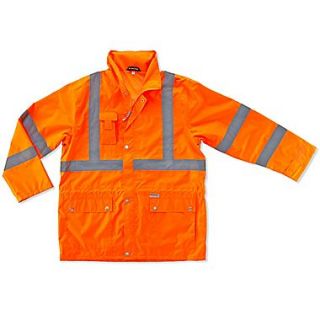 Ergodyne GloWear 8365 Class 3 Hi Visibility Rain Jacket, Orange, 5XL