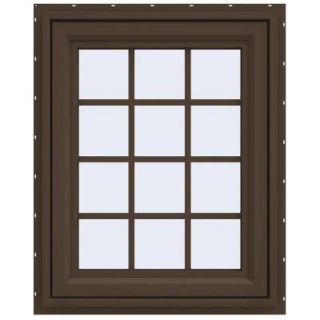 JELD WEN 23.5 in. x 29.5 in. V 4500 Series Awning Vinyl Window with Grids   Brown THDJW140000158