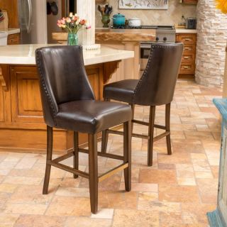 Christopher Knight Home Logan Bonded Leather Backed Barstool (Set of 2