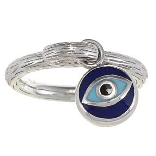 Sterling Silver 1/6ct TDW White and Blue Diamond Eye Ring (J K, I2 I3)