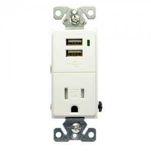 Cooper TR7740W BOX Electrical Outlet, Combination USB Charger/Tamper Resistant Receptacle, 2 Pole 3 Way   White