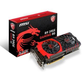 MSI USA R9 390X GAMING 8G MSI R9 390X GAMING 8G Radeon R9 390X Graphic Card   1.10 GHz Core   8 GB GDDR5   PCI Express 3.0 x16   Dual Slot Space Required   512 bit Bus Width  