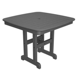 POLYWOOD Nautical 37 in. Slate Grey Patio Dining Table NCT37GY