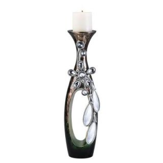 ORE International 16 in. Silver/Gray with Soft Gold and Brown Belleria Candle Holder K 4257 C1