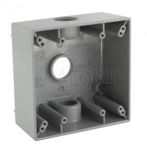 Crouse Hinds TP7090 Electrical Box, 2" Deep Weatherproof Cast Aluminum Outlet Box w/(3) 3/4" Outlet Holes