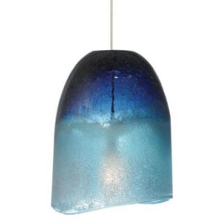 LBL Lighting Chill 1 Light Satin Nickel Xenon Mini Pendant with Blue Shade HS583BUSC1BMPT