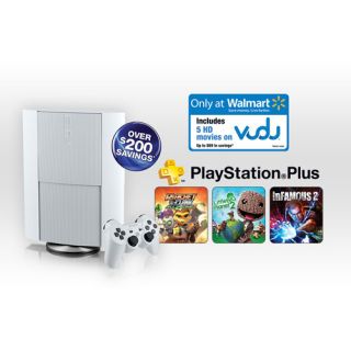 PS3 500GB Console Classic White with PSN Plus and VUDU (Wal mart Exclusive)