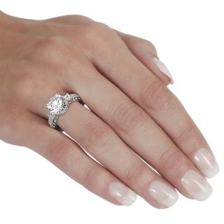 Journee Collection Silvertone Brass Round CZ Bridal and Engagement