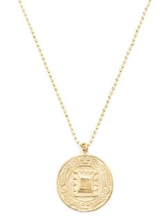 Gold Mayan Coin Pendant Necklace by ARIANNE JEANNOT