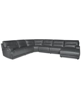 Caruso Leather 6 Piece Power Motion Chaise Sectional Sofa   Furniture