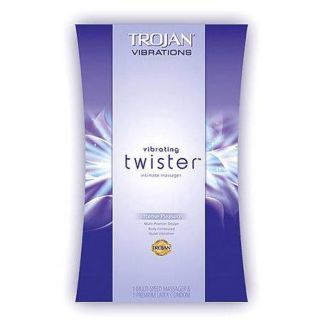 Trojan Vibrations Vibrating Twister Intimate Massager & Latex Condom
