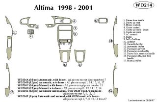 1998 2001 Nissan Altima Wood Dash Kits   B&I WD214B DCF   B&I Dash Kits